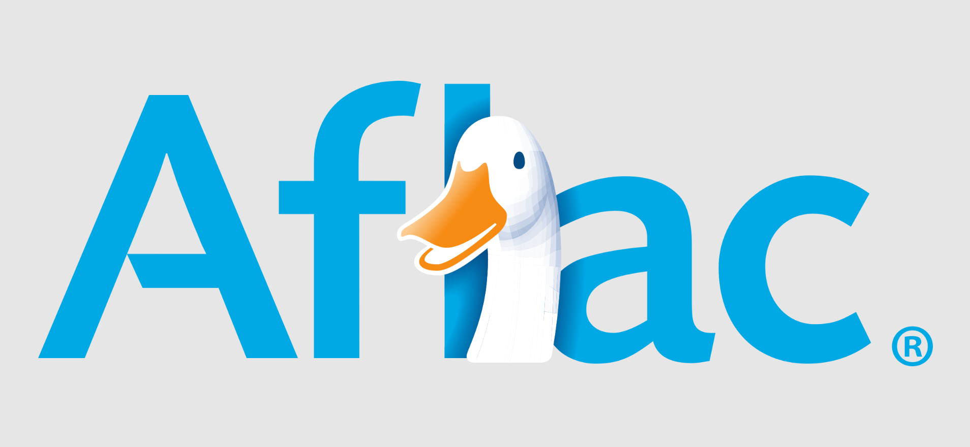 A duck with an orange beak is in the middle of the word aflac.