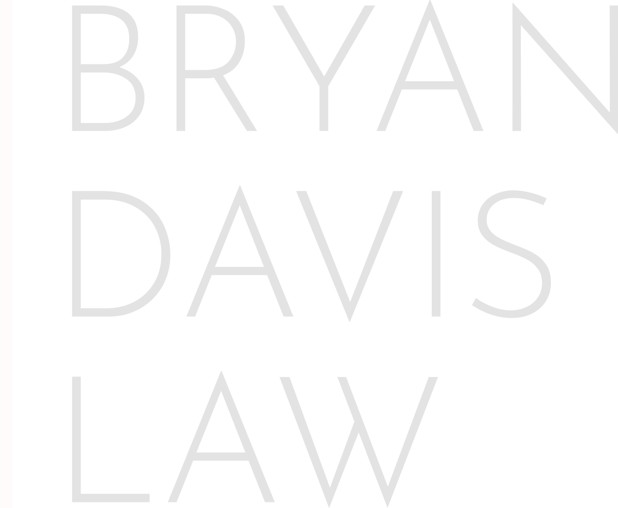 A green background with white letters that say bryan davis law.