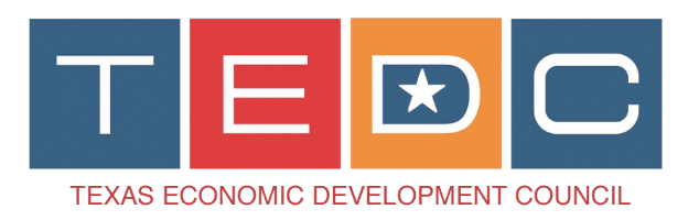 A red and orange logo with the words economic development in front of it.